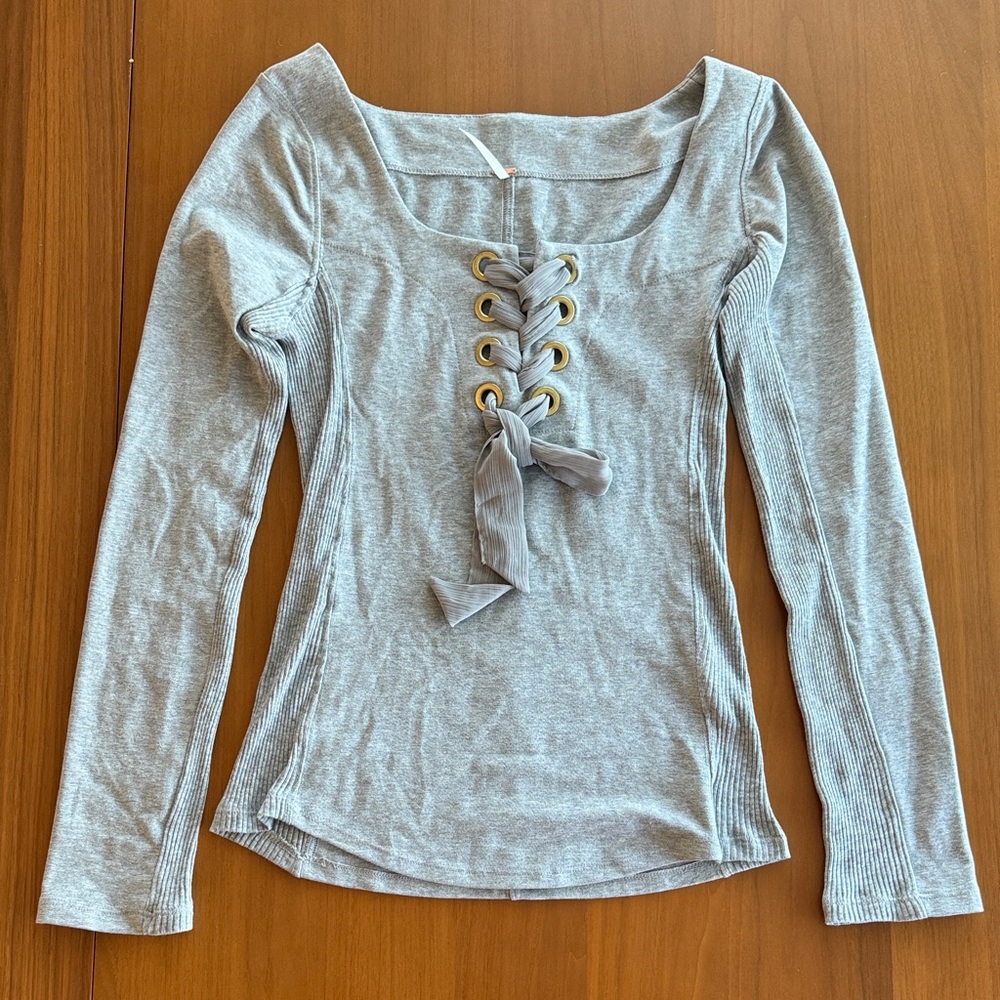 Free People Looking Back Lace Up Top Large